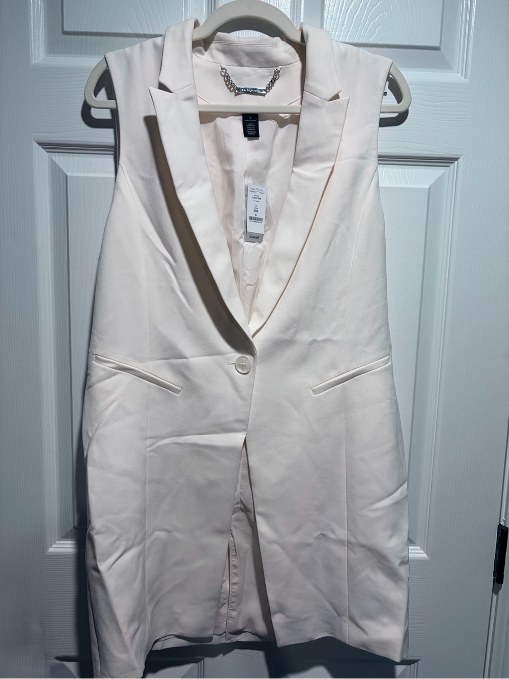WHBM White House Black Market NWT Sleeveless Longline Blazer Vest Ivory Size 8